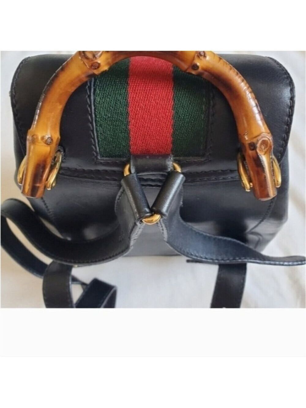 Authentic Gucci Mini Backpack Black Leather Bamboo Handle - Picture 13 of 15